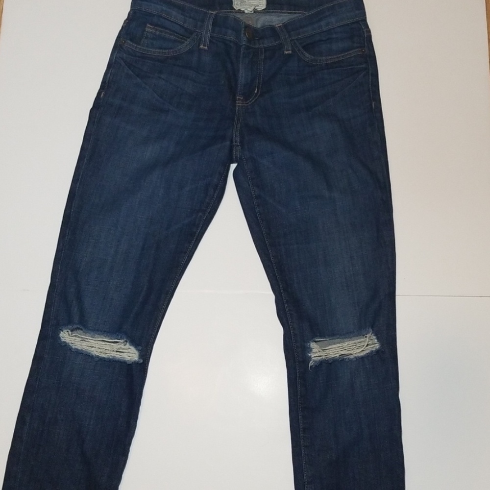 Current Elliott The Stiletto Dark Blue Distressed Jeans Size 26 - Picture 2 of 6